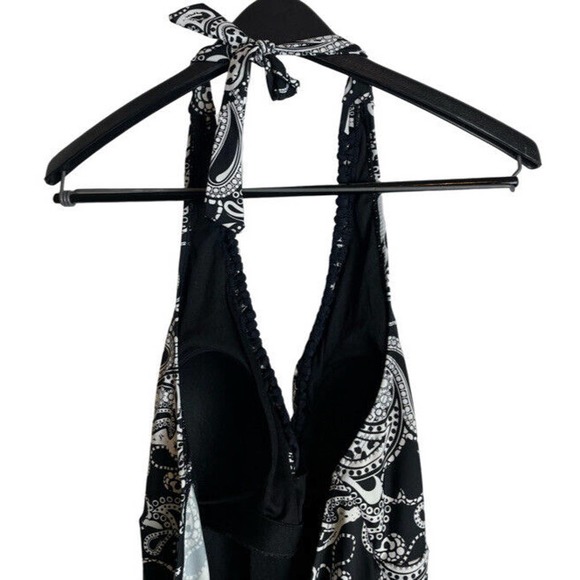 Sunshine Zone Swimsuit Paisley Black White Halter Size 1X EUC - Picture 7 of 10